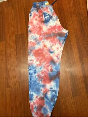 Aviator Nation Tie-Dye Track Joggers - Red, Blue & White